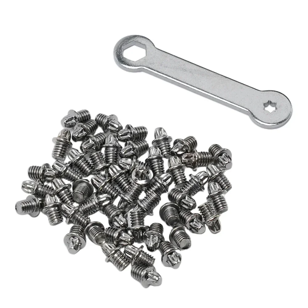 Pedal Pins Make Cycling More Comfortable with 50pcs Bicycle Replacement Pedal Pins & Wrench for Enhanced Foot Stability