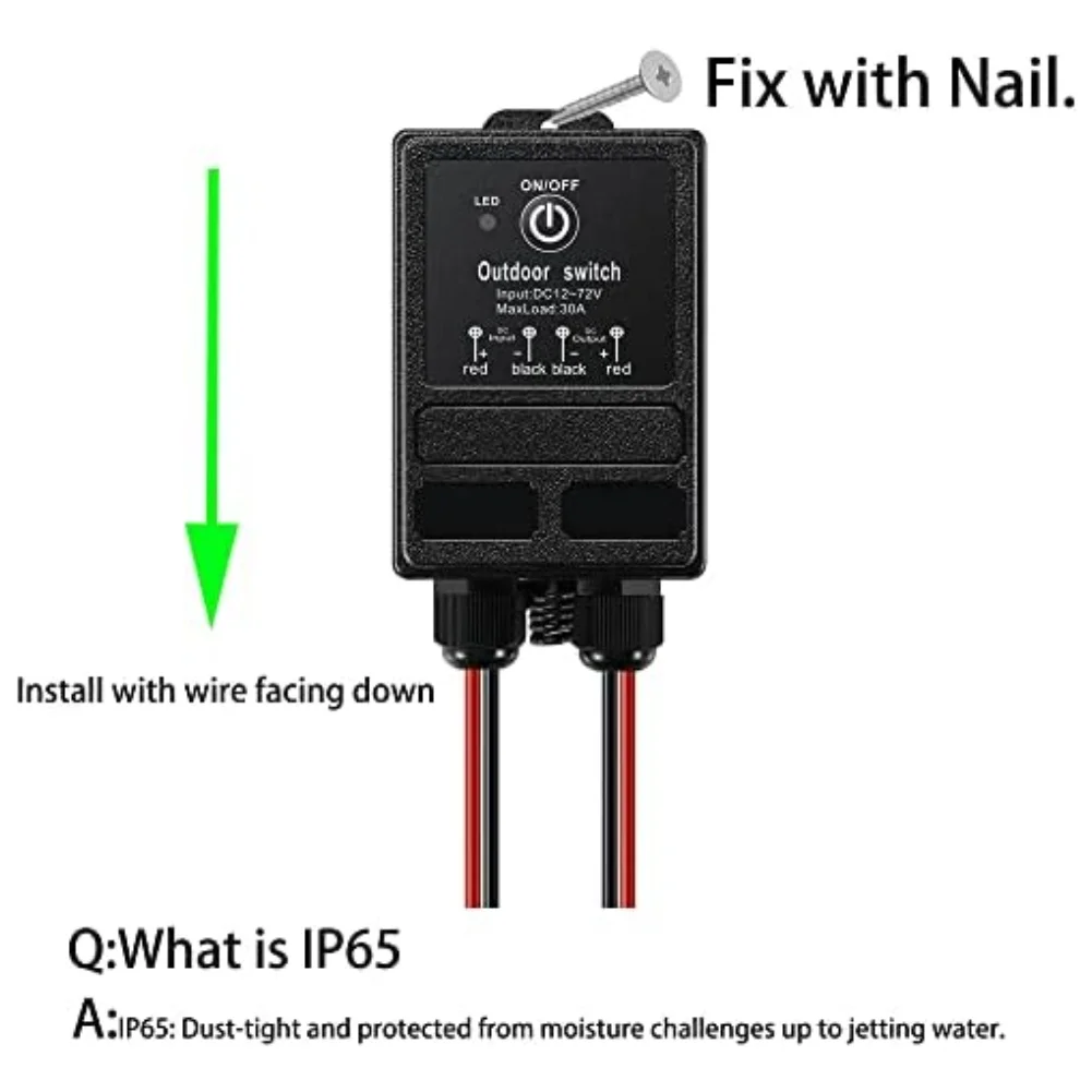  1PCS DC 12-80V Wireless Remote Control Switch IP65 Waterproof 30A High Power Relay For Mud Pumps/motors/lamps/fans/car Washers