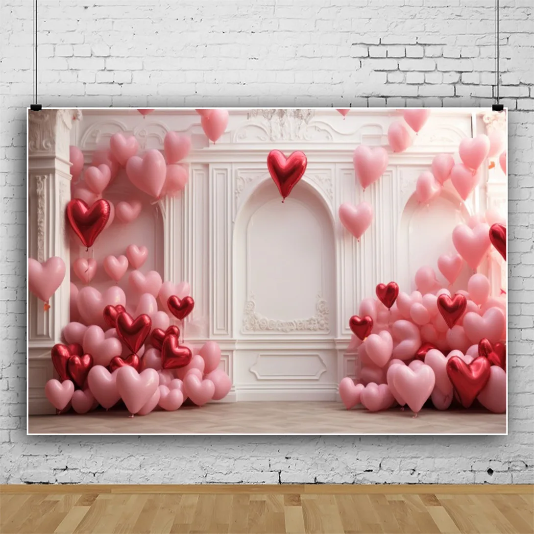 Pink colorful Birthday Party Photography Backdrop For Baby Shower Newborn Cake Decor Banner 3D Balloon castle Flower Background