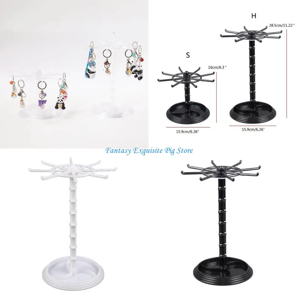 

Jewelry Rotating Rings Display Holder Necklace Keychain Stand Rack Hooks Shelf Jewelry Accessories