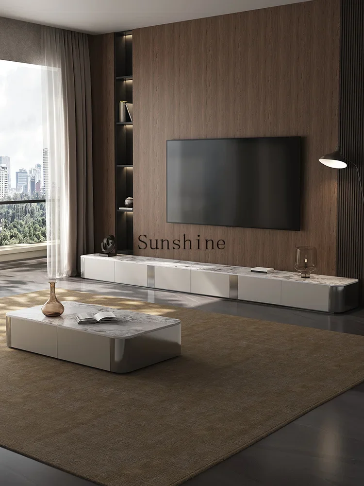 Modern simple household living room floor TV cabinet rock slab light luxury floor cabinet  FT