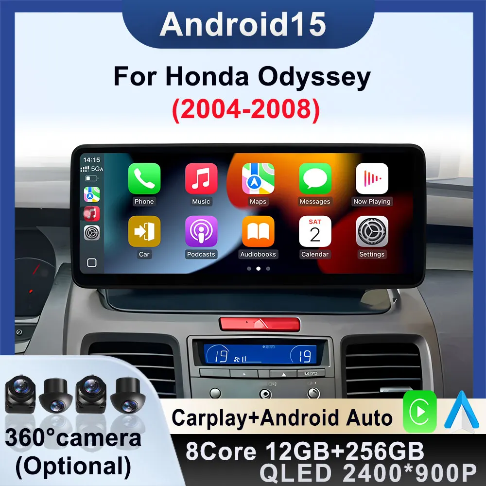 Android 15 For Honda Odyssey 2004 - 2008 Auto Video Stereo Carplay Auto Car WIFI Radio BT Multimedia Video Player GPS Navigation
