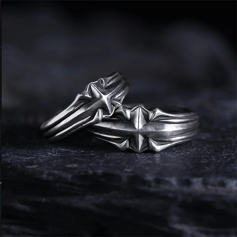 Men's Vintage Relief Star Ring, Open Size