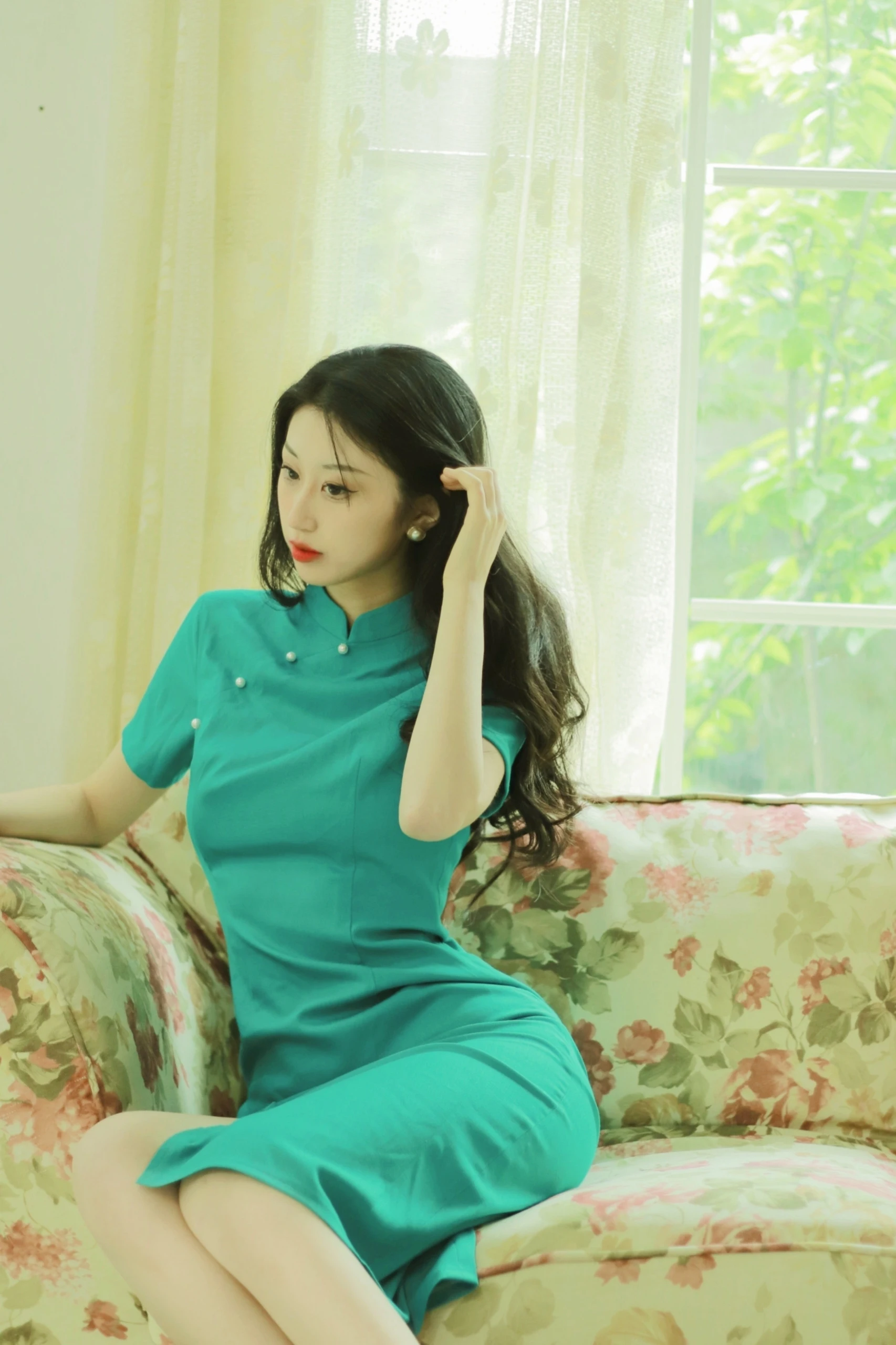 

Ретро-платье-ципао однотонное, длинное, для молодых женщин, повседневное, однотонное, миди, с высоким разрезом, или Sve