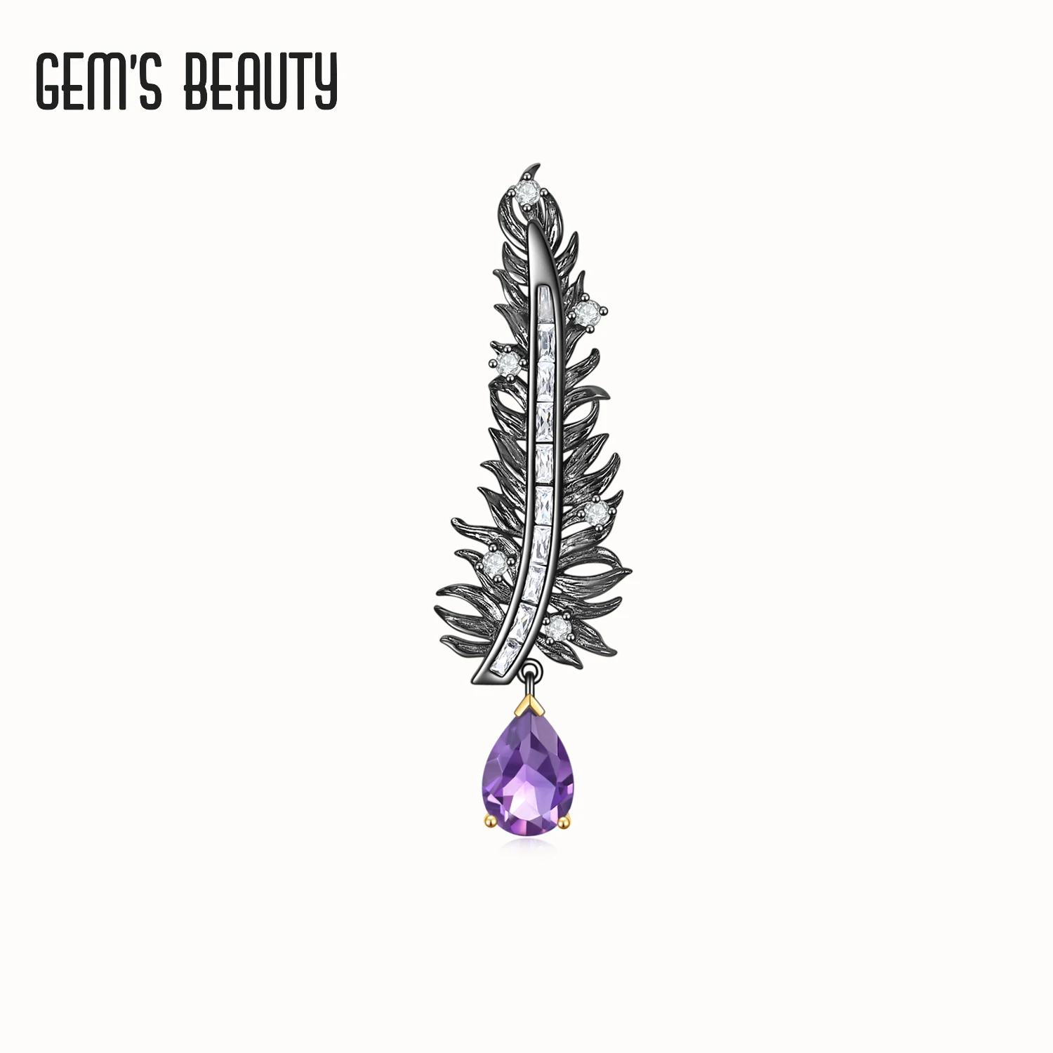 Gem's Beauty Brooch For Women Designer Unisex Men Feather Amethyst Pin Brooch Jewelry Gifts For Girl Wedding Design High Quality