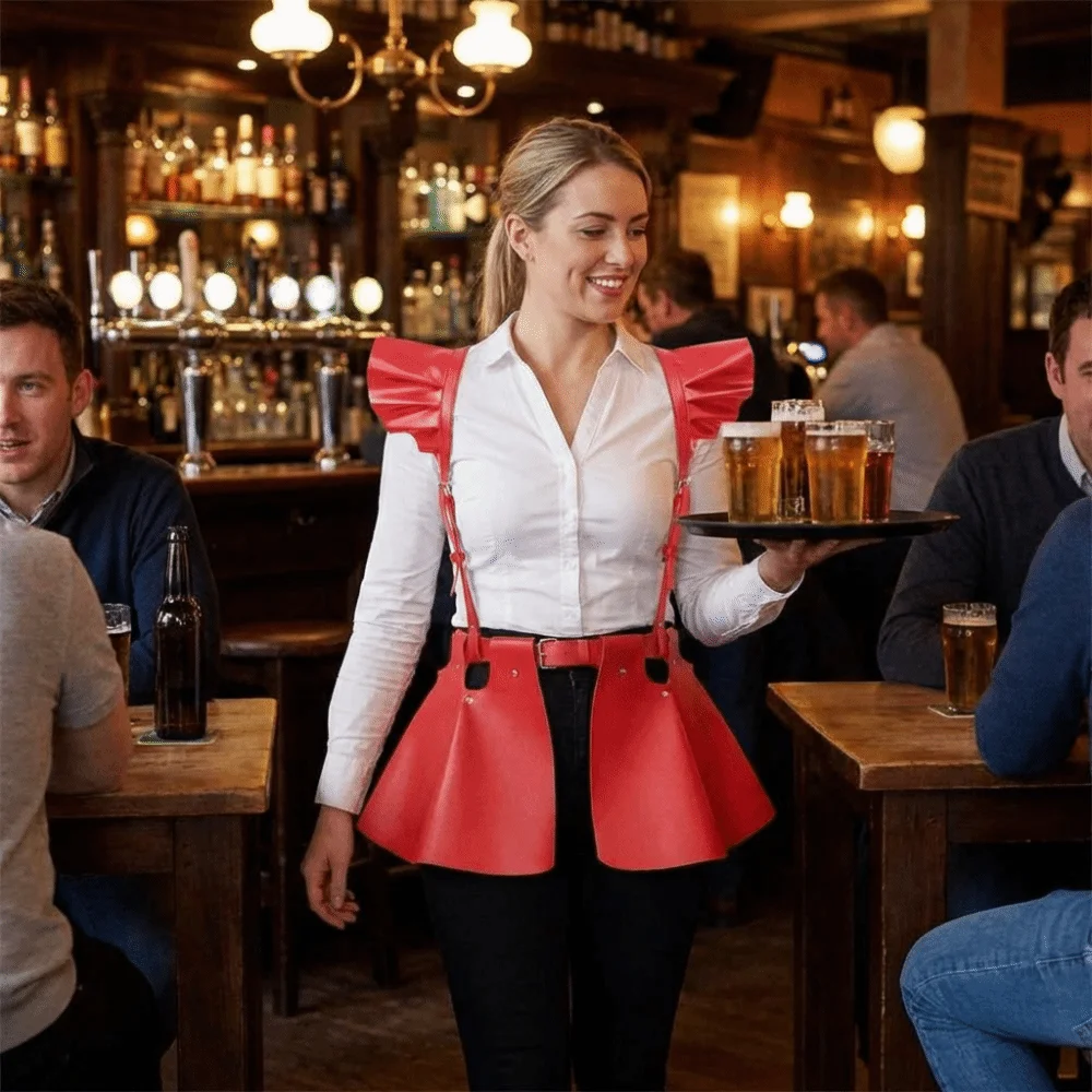 

Fashion Sexy Cyberpunk Suspender Skirt a-line Ruffle Hem Leather Corset Belt Personality Retro Gothic Belt Dress Bar