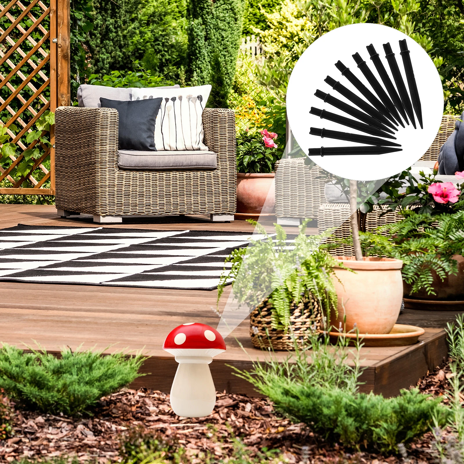 

10pcs Solar Lawn Light Stakes Ground Spike Replacement Parts for Garden Outdoor Use Durable ABS Material Black Color