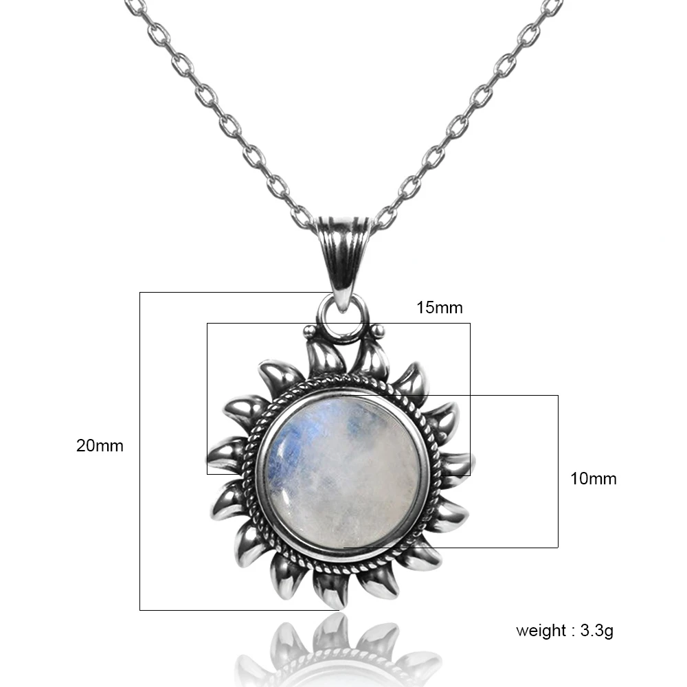 Moonstone Necklace for Women Labradorite Turquoise Sun Pendant Natural Gemstone Boutique Jewelry Wedding Birthday Party Gifts