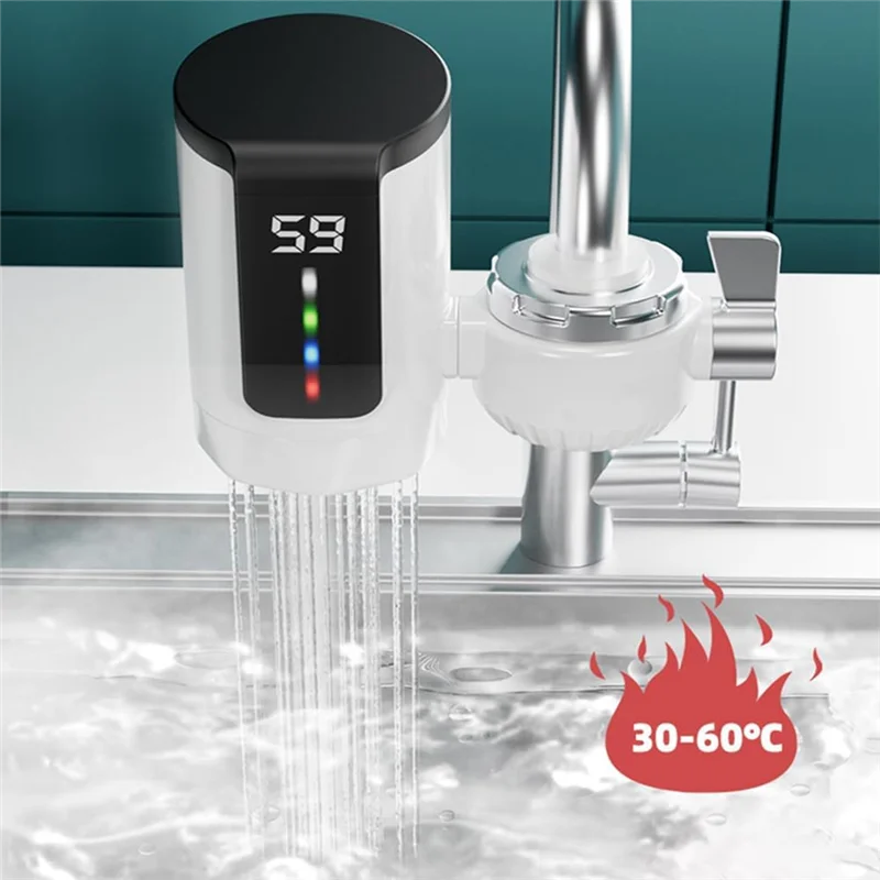 B25B Hot Water Heater Faucet Electric Heater Large Dynamic Digital Display Screen For Bathroom Kitchen Use US Plug
