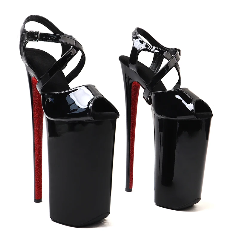 

Leecabe 26CM/10inches Shiny patent PU Upper open toe sexy exotic High Heel glitter platform party sandals Pole Dance shoes