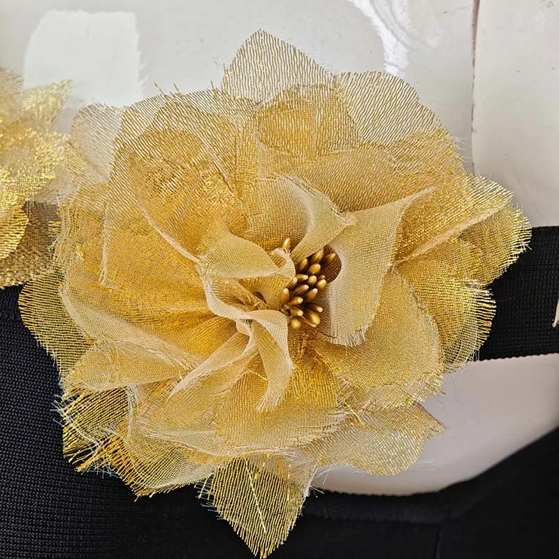 Sexy schulterfreies, figurbetontes Kleid mit 3D-Blumenmuster, elegantes Damen-Abend- und Geburtstagsparty-Kleid für Frauen, Promi-Roter Teppich