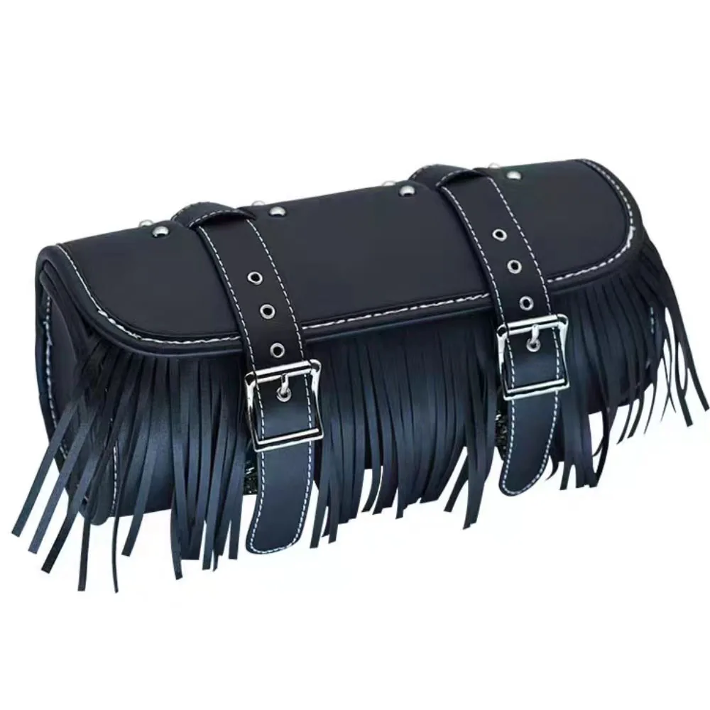 Universal Motorcycle Black Retro Tassel 7L Headband bag Side Waterproof Luggage Bag Tail bag Tote Bag For Touring Outdoor
