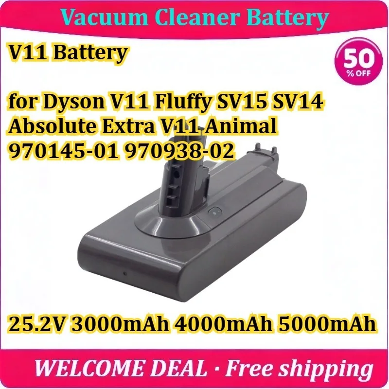 V11 Battery for Dyson V11 Fluffy SV15 SV14 Absolute Extra V11 Animal 970145-01 970938-02 Vacuum Cleaner Battery 25.2V 5000mAh