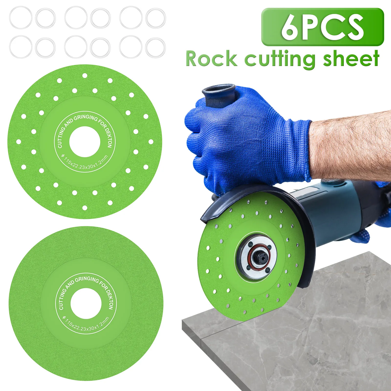 

6Pcs 115mm Glass Cutting Disc Wet Dry Diamond Marble Ceramic Tile Jade Grinding Blade Jade Crystal Grinding Wheel Cutting Sheet