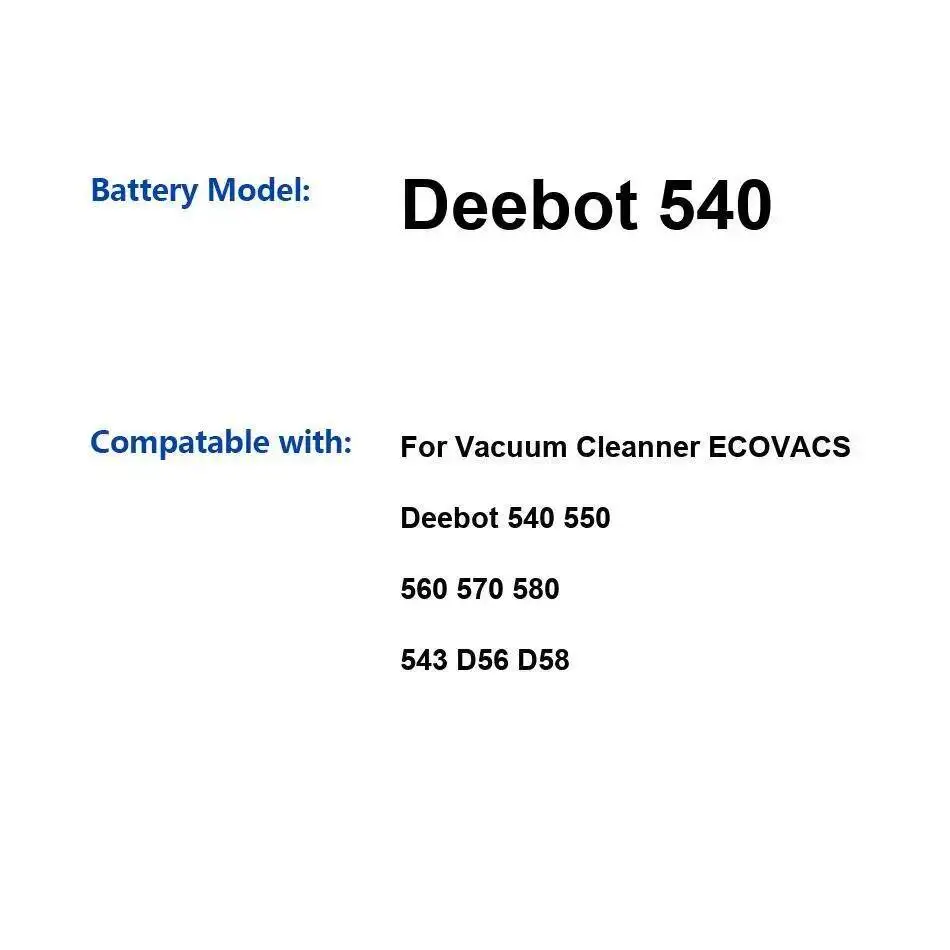 

Робот-пылесос, аккумулятор 4500 мАч для Ecovacs Deebot 540 550 560 570 580 543 D56 D58 Cleaner