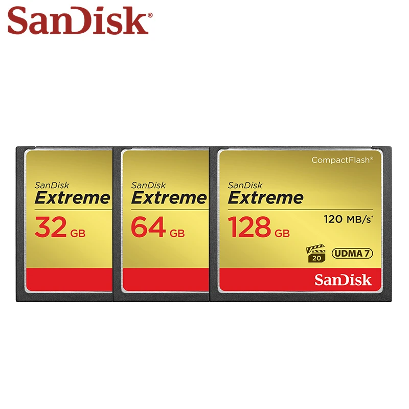 SanDisk kartu CF 64GB Compactflash UDMA-7 kartu memori kecepatan tinggi ekstrem 32GB 128GB membaca 120MB/dtk kartu U3 untuk kamera SLR