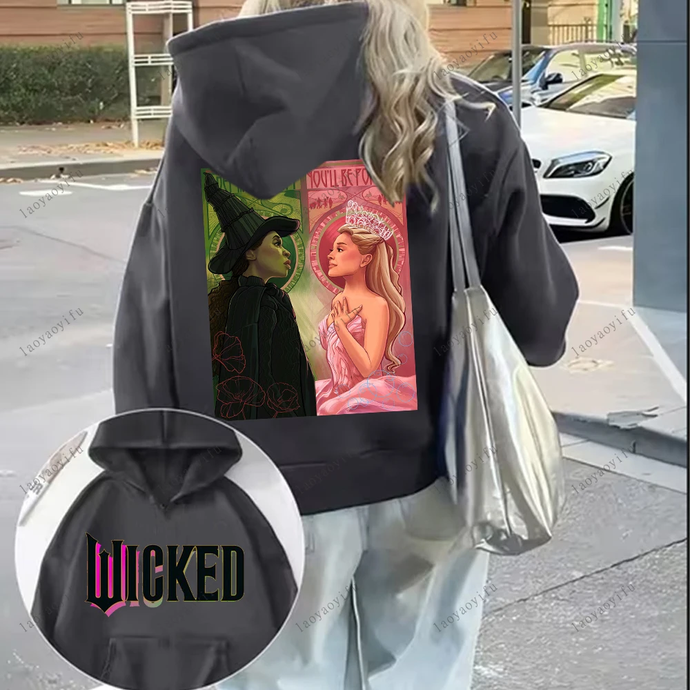 سترة شريرة بقلنسوة لخريف/شتاء 2025 للنساء على الوجهين مطبوعة بقلنسوة ملابس كلاسيكية بلوفرات غير رسمية بغطاء للرأس للنساء