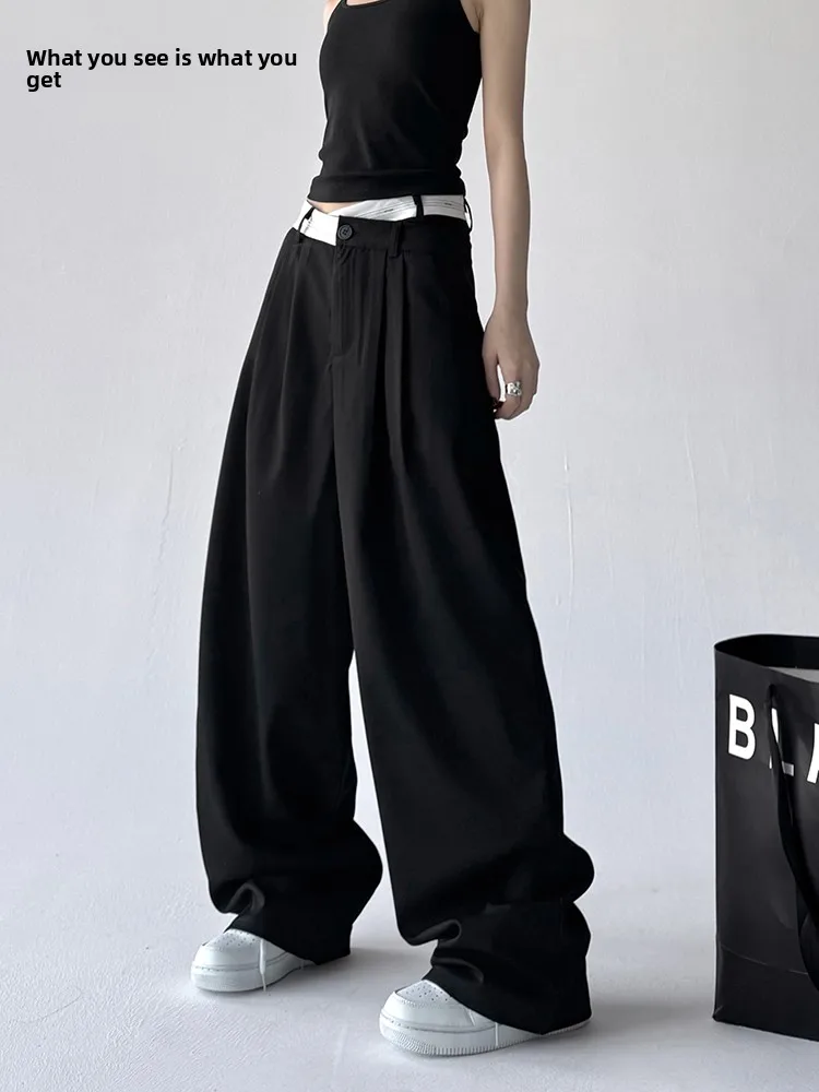 

Bla Wide Leg Suit Pants Women's Casual Drapey Autumn Faion High Street Sle Floor Length Trousers Spring Early Season