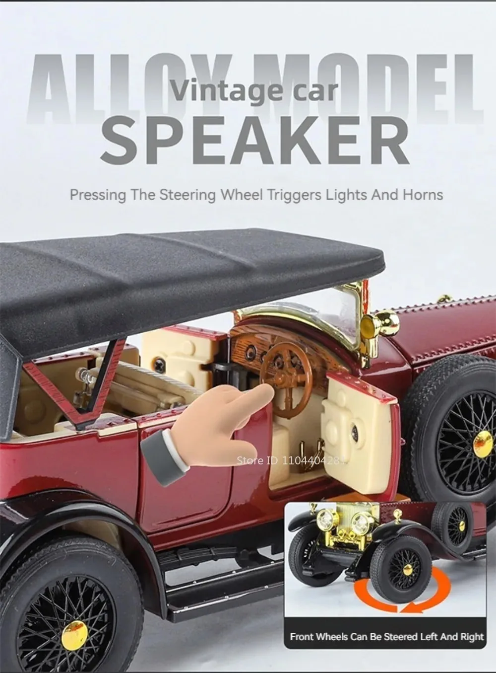 1:24 Phantom 300SL Legierung Diecast Vintage Auto Miniatur Modell Spielzeug Sound Licht Zurückziehen Türen Geöffnet Ornament Kinder Festival Geschenk – Detail 10