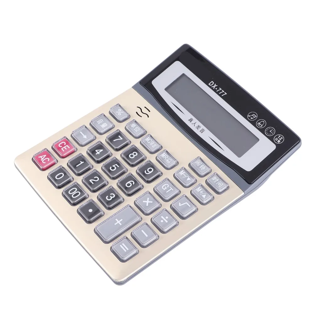 

Надежный 12-разрядный настольный калькулятор с четким дисплеем, голосовым оповещением, большим отображением времени, стандартный офисный калькулятор