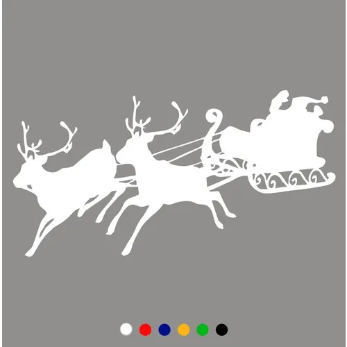 New Jargon New Year Decoration Santa Claus And Reindeer Sticker Decal-White