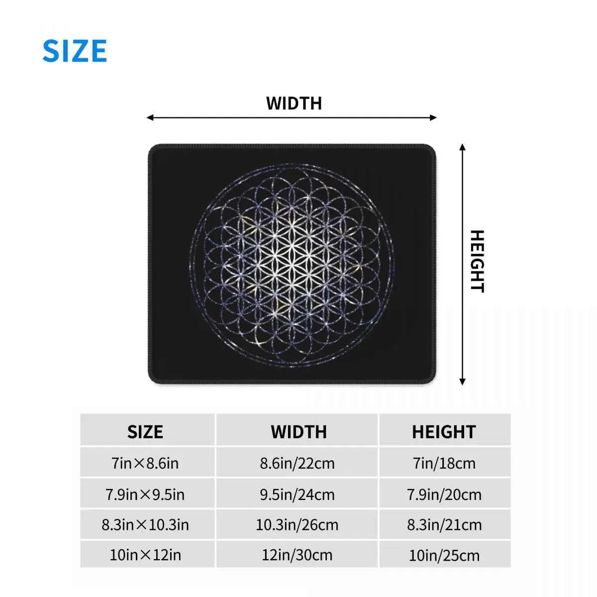 Flor da vida sagrada geometria gaming mouse pad não deslizamento base de borracha mousepad geométrico mandala escritório computador portátil mesa esteira