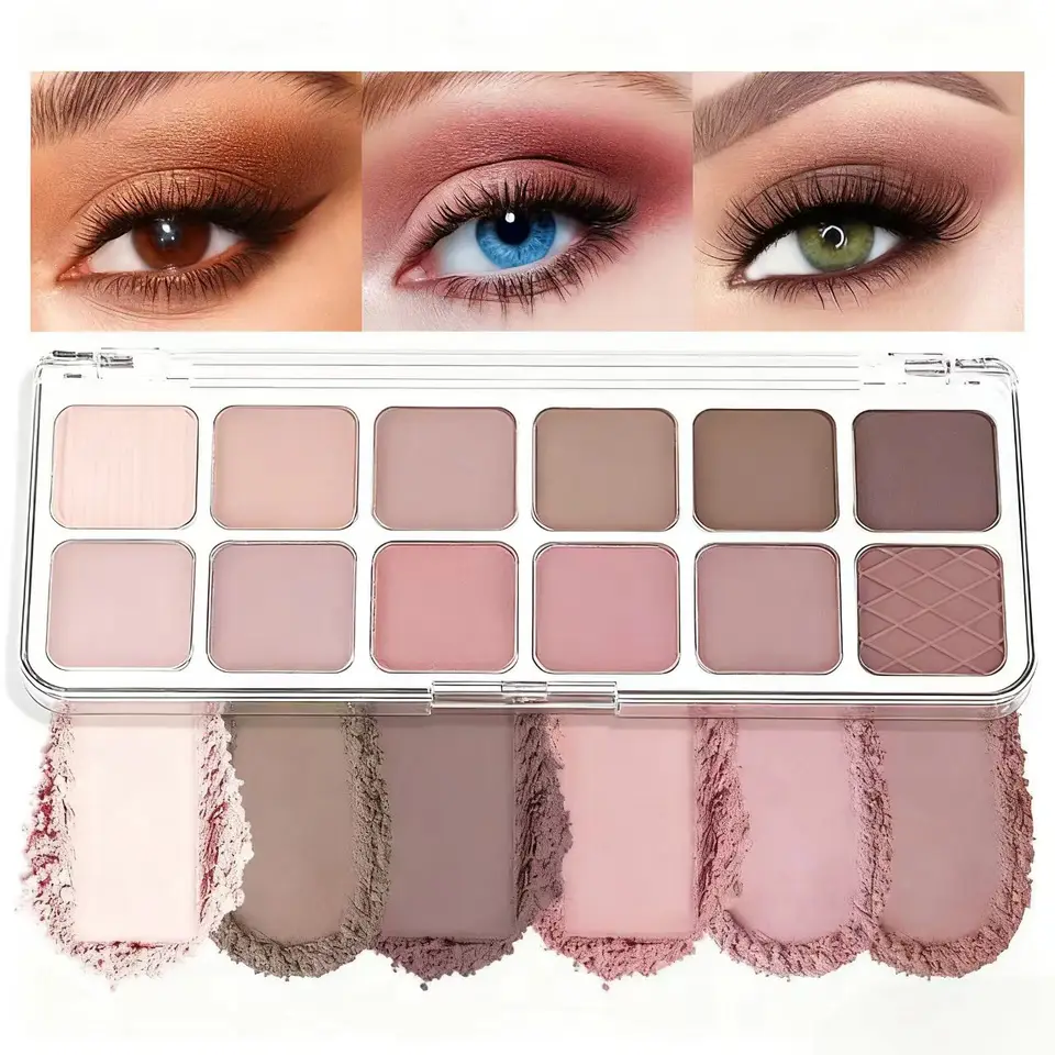 12 Color Pink Purple Eyeshadow Palette for Makeup