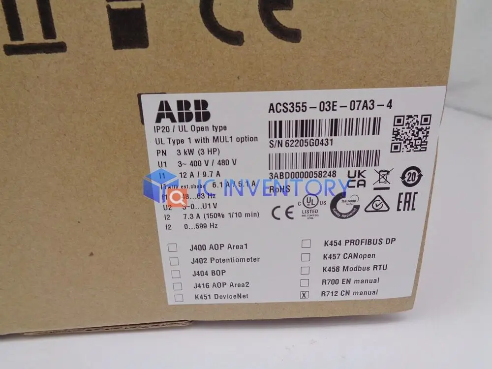 1PCS New ABB inverter ACS355-03E-07A3-4 380V 3KW