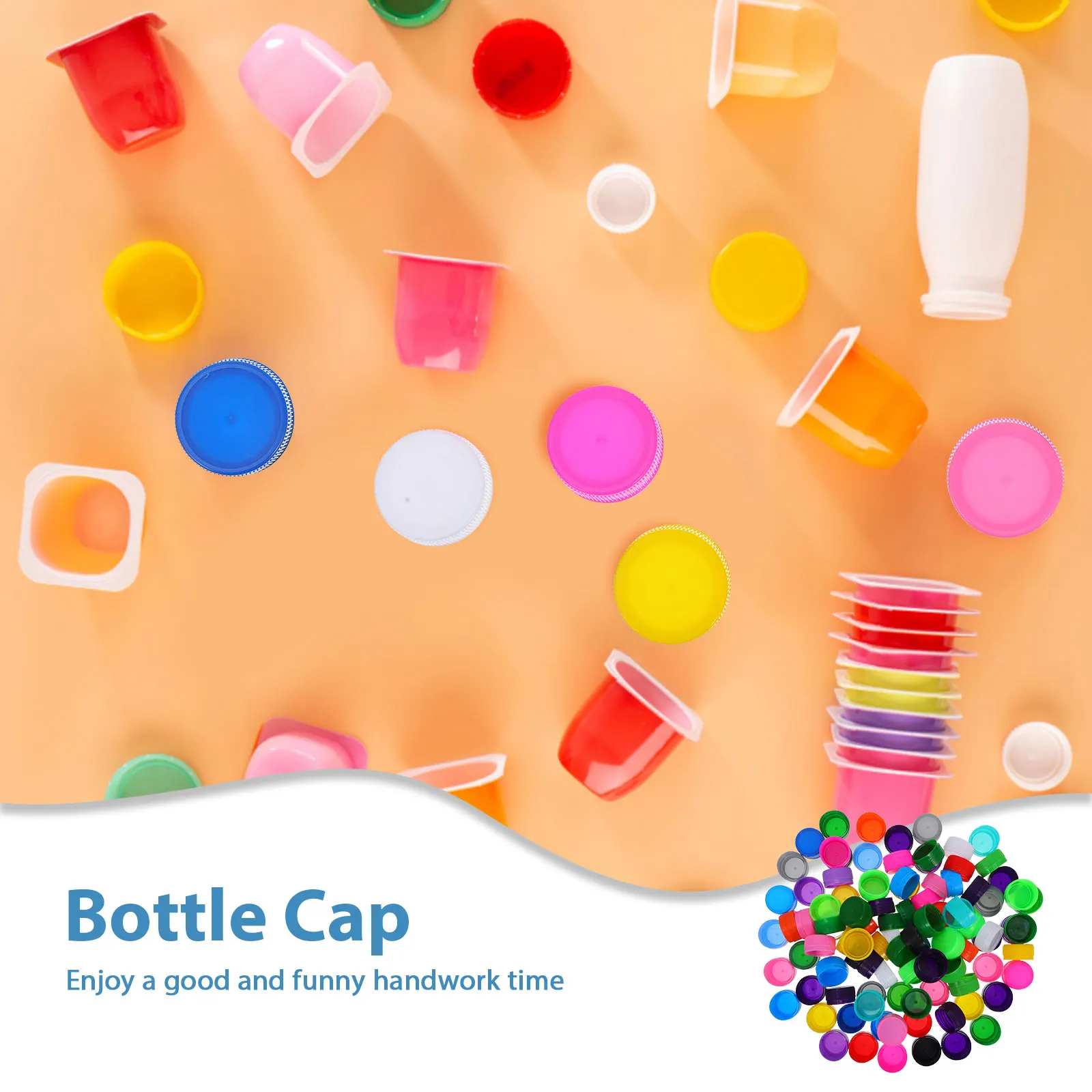 100Pcs 플라스틱 병 뚜껑 어린이를위한 다채로운 DIY 공예 뚜껑 수제 예술 프로젝트 훌륭한 솜씨 경량 장식