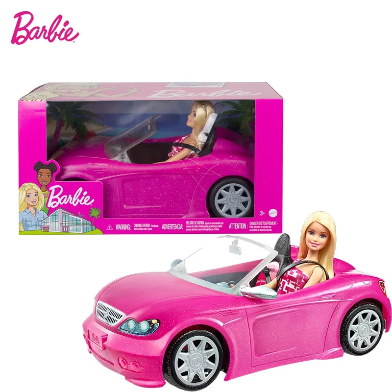 Barbie Shiny Pink Convertible Car Suit Toy Baby Girl Princess Child Desktop Ornaments Model Doll Figure Kawaii Birthday Gift