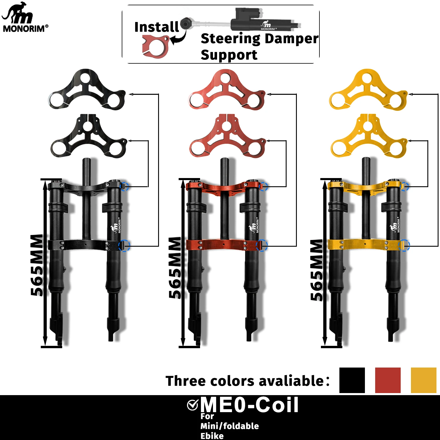 

Monorim Minibike Front Susupension Modify Kit MD0 Coil/Air Suspension 490mm/12inch Fiddo/DYU/Kugoo/jetson Bolt