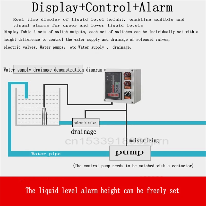 Fire Water Tank Water Level Display Liquid Level Transmitter Sensor802 Electronic Water Tank Input Liquid Level Gauge Controller