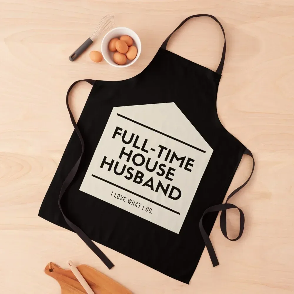 

Full-time house husband funny T-shirt black Apron Novelties Kitchen And Home Useful Things For Kitchen barber uniform Apron