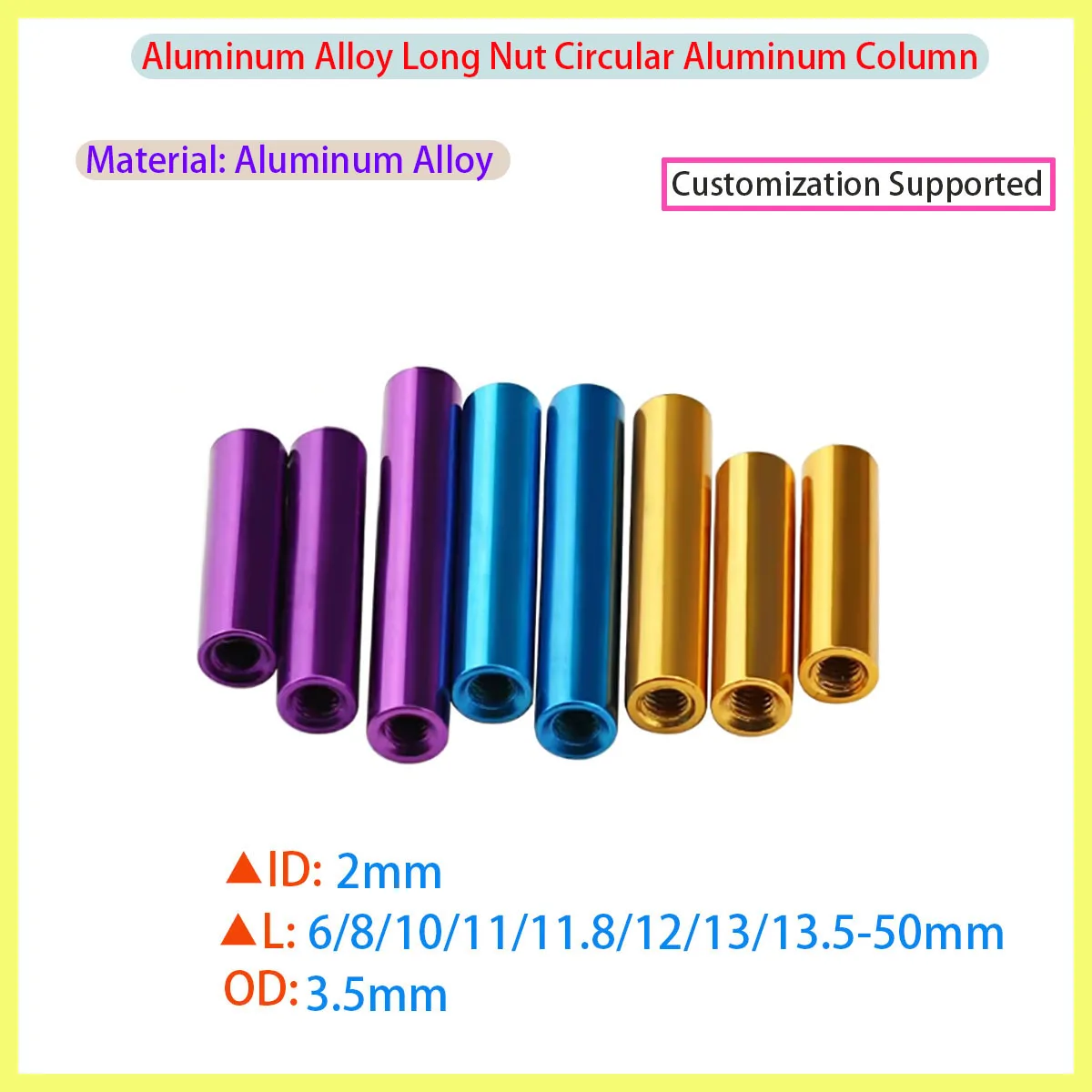 

M2 Aluminum Alloy Round Standoff Columns Long Nuts Connecting Rods Double Internal Thread Colorful for Model Frame