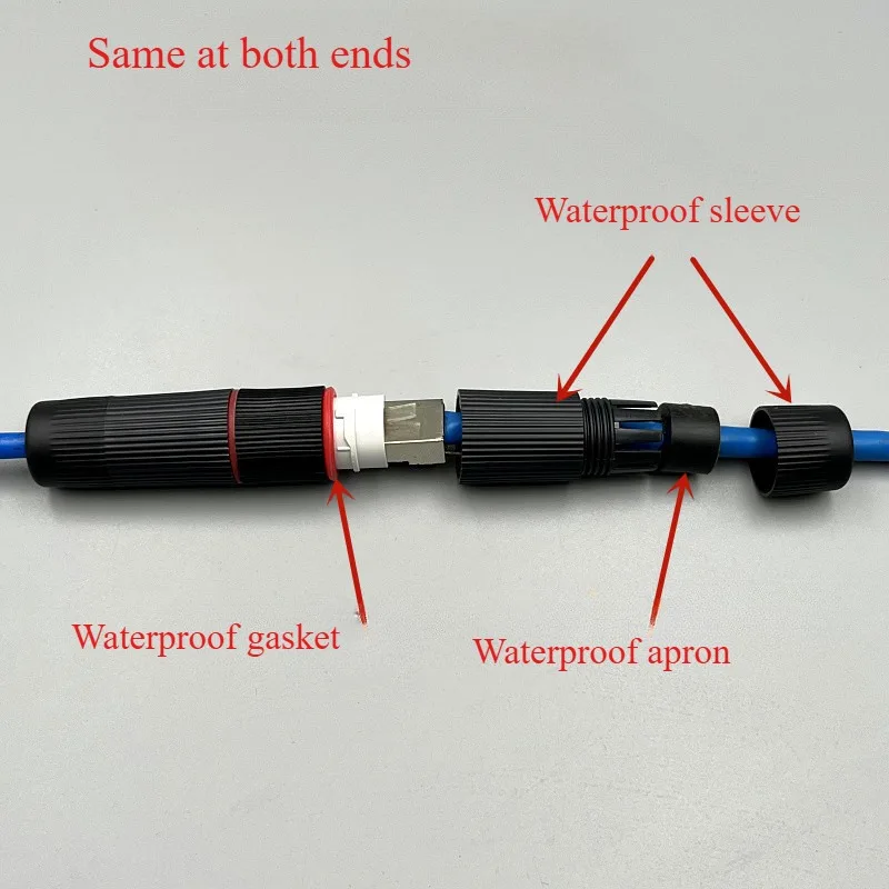 RJ45 Docking Connector Ethernet Network Straight-through Waterproof IP67 Header Outdoor Broadband Network Cable Extender 12*2cm