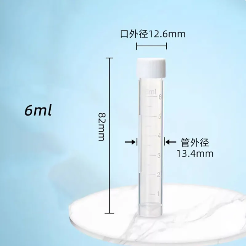 200 pieces/pack 6ml screw-top cryogenic tubes with graduated flat bottom cell cryopreservation tubes laboratory