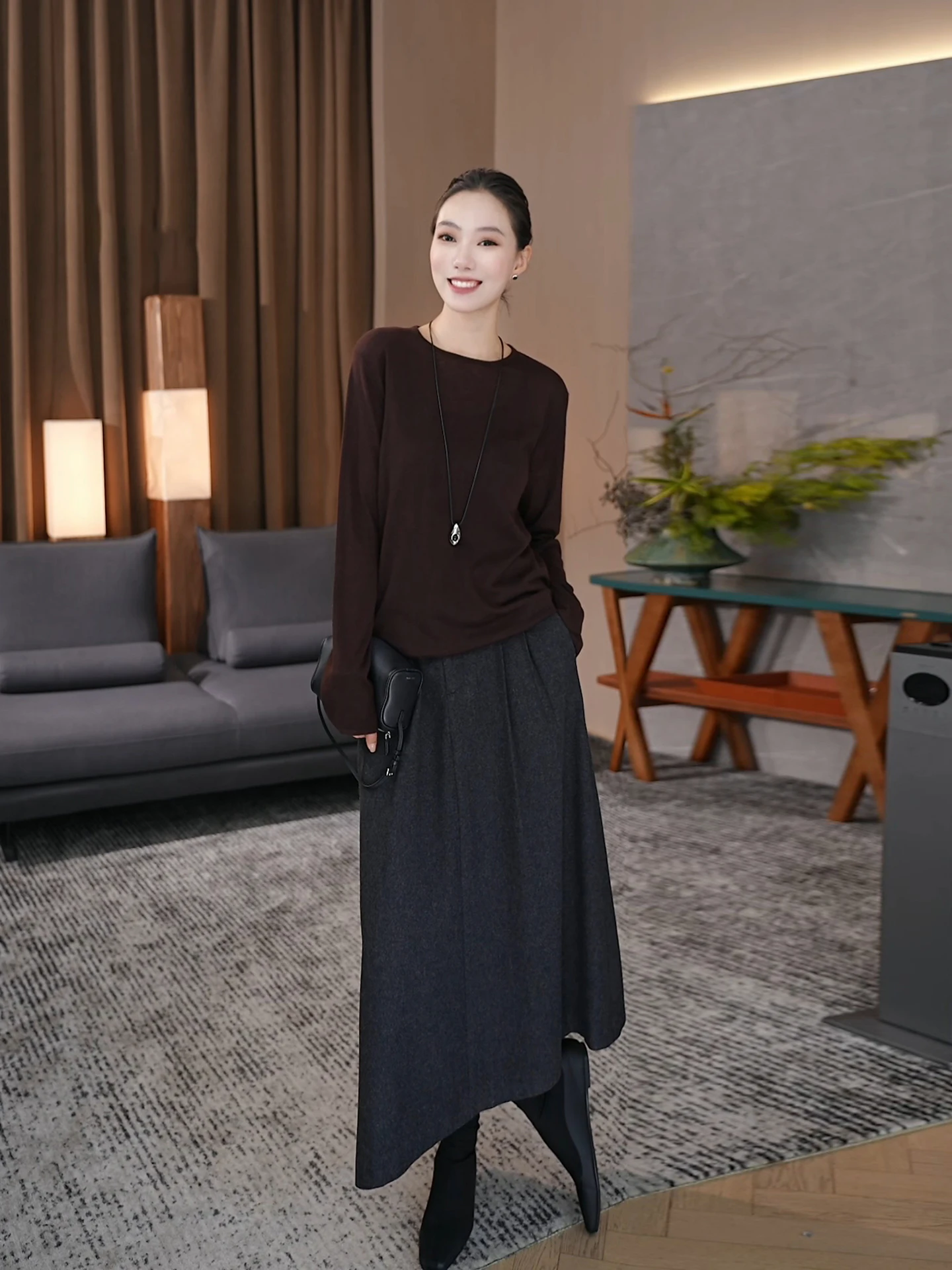 

Женский вязаный шерстяной свитер: комфортный, приятный к телу, с длинными рукавами, круглым вырезом, подчеркивающий талию, мягкий, в стиле lazy style, новинка весенней коллекции