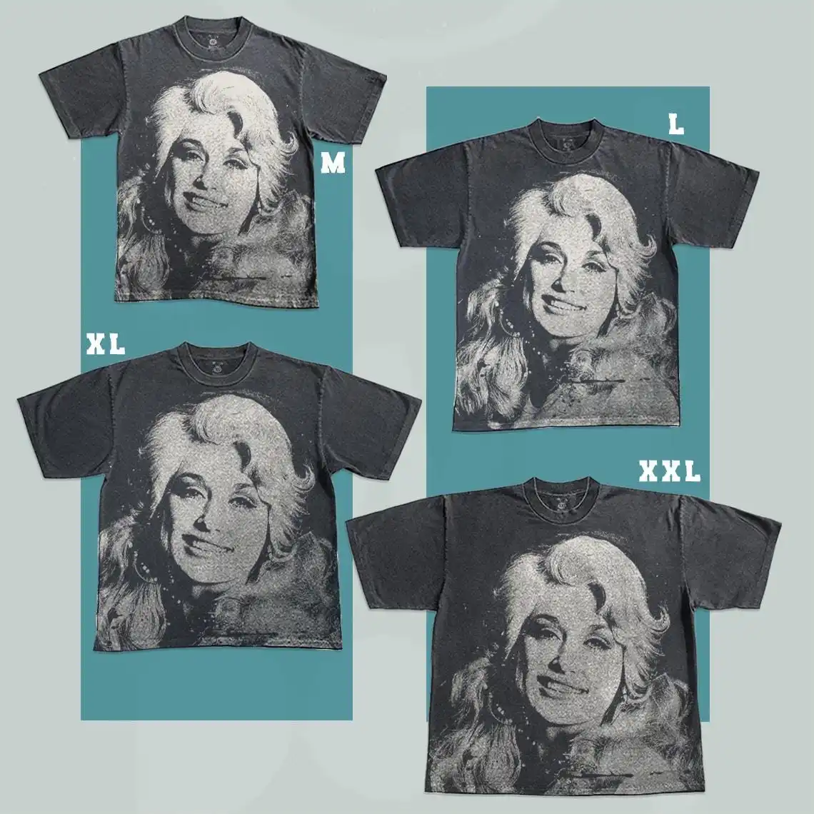 Dolly Parton Handmade Bleached T-Shirt: Spray Art Faded Black Cotton Unisex Tee Darunee