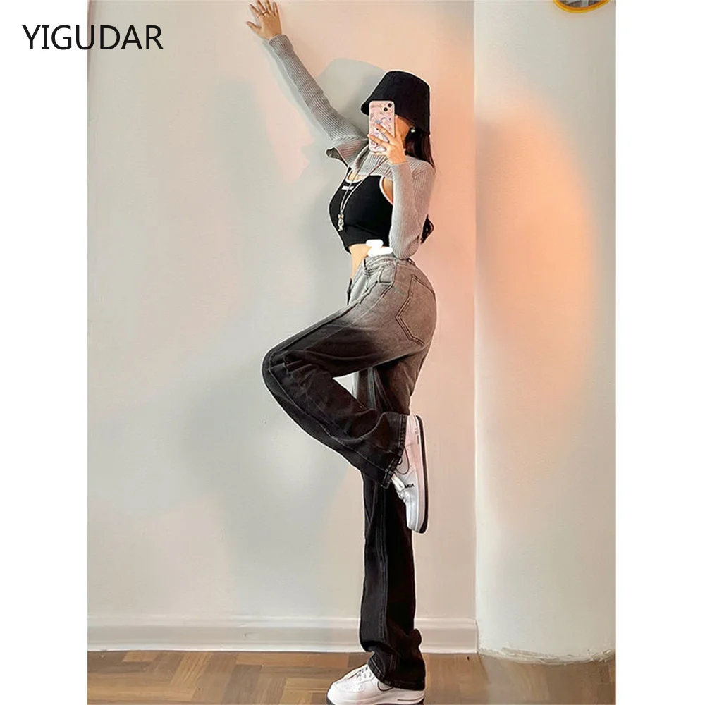 Wide Leg Pant Women Jeans Winter High Waist Straight Leg Denim Trouser Fall 2022 Casual High Street Clothes gradient color jeans