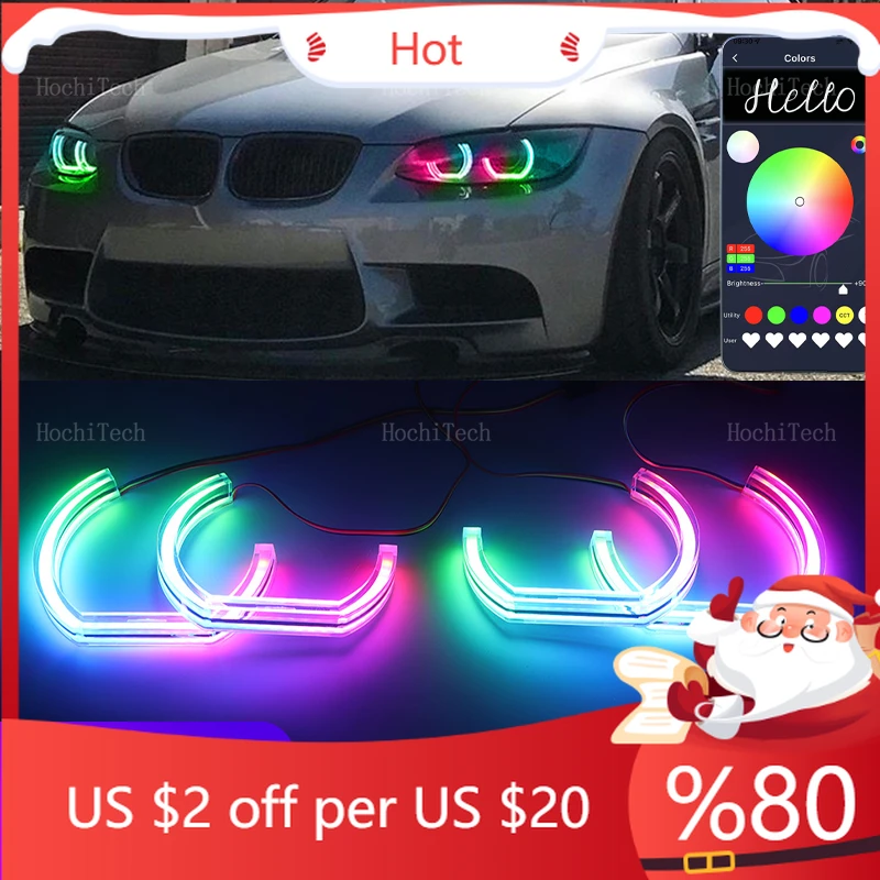 

Стайлинговые молдинги Hot Coupe Cabriolet APP Dynamic RGB Angel Eyes Rings Light DRL с указателем поворота для BMW 3-й серии E90 E92