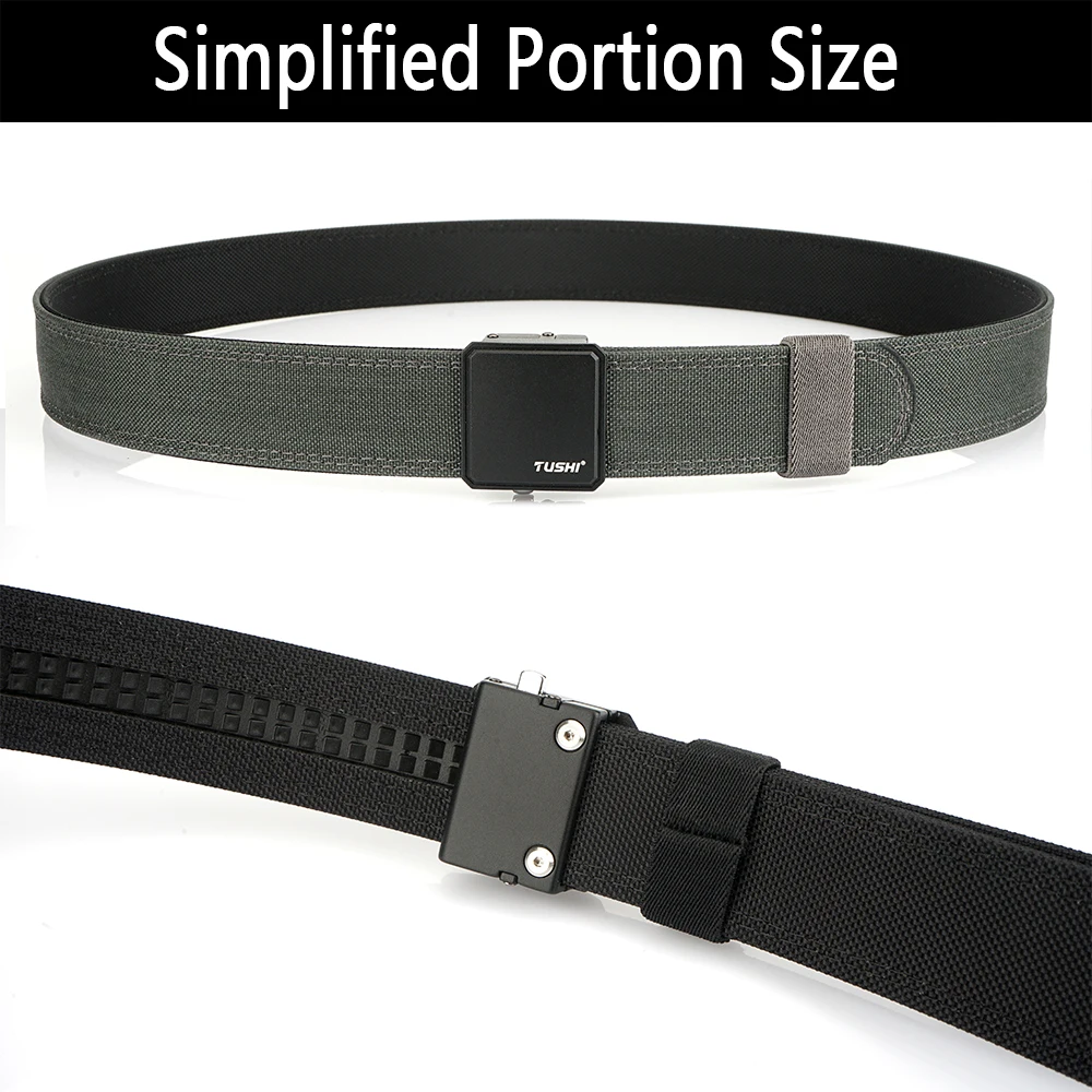 TUSHI Hard Tactical Belt For Men's wear-resistant alloy buckle nylon waist belt outdoor belt work clothes canvas Military belt