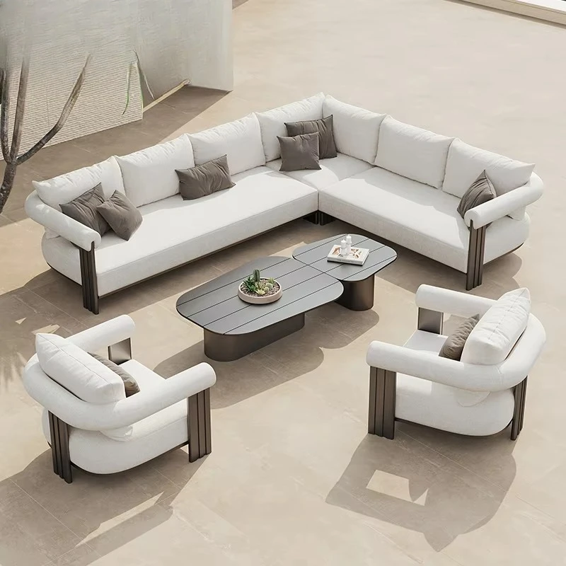 #Metal Poolside Furniture Outdoor Garden Sofas Luxury Couches Set Modern Aluminum L Shape Sofa Outdoor Sofa Set Garden Furniture