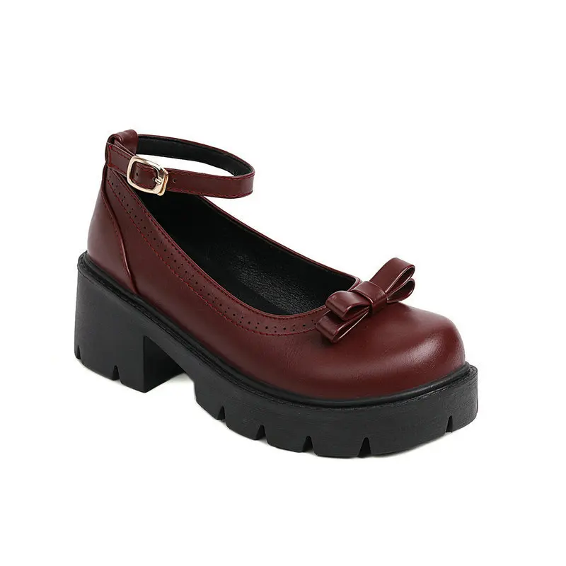 

Новые весенние женские туфли Мэри Джейн с круглым носком, кожаные, на толстой подошве, на платформе, на высоком каблуке, нескользящие, удобные, модные, для офиса, повседневные