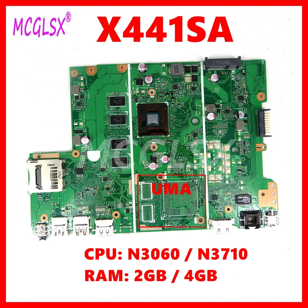 

X441SA Laptop Motherboard For Asus VivoBook A441SC A441SA X441SA X441SC F441S X441S A441S Mainboard N3060 N3710 CPU 2GB/4GB RAM