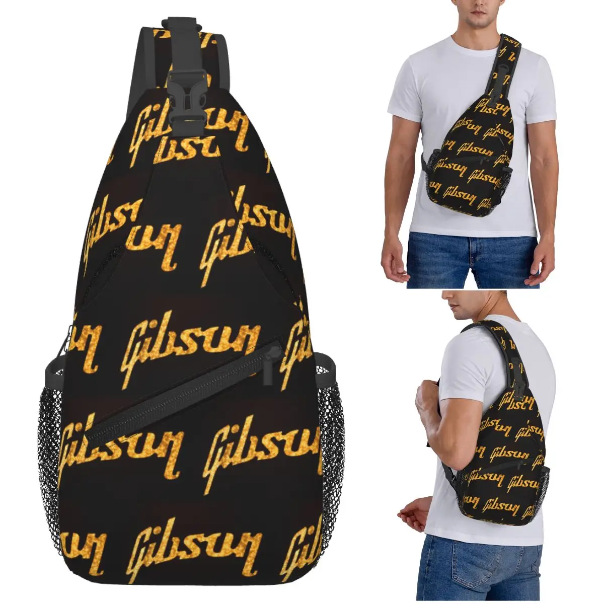 

Gibson Les Paul Chest Bag Men Sling Crossbody Backpack Chest Bag Traveling Hiking Daypack Shoulder Bag