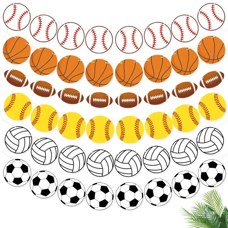 

Sport Theme Party Balls Paper Garland Volleyball Football Rugby Basketball Baseball Banner Sports Boy Happy Birthday Party Decor