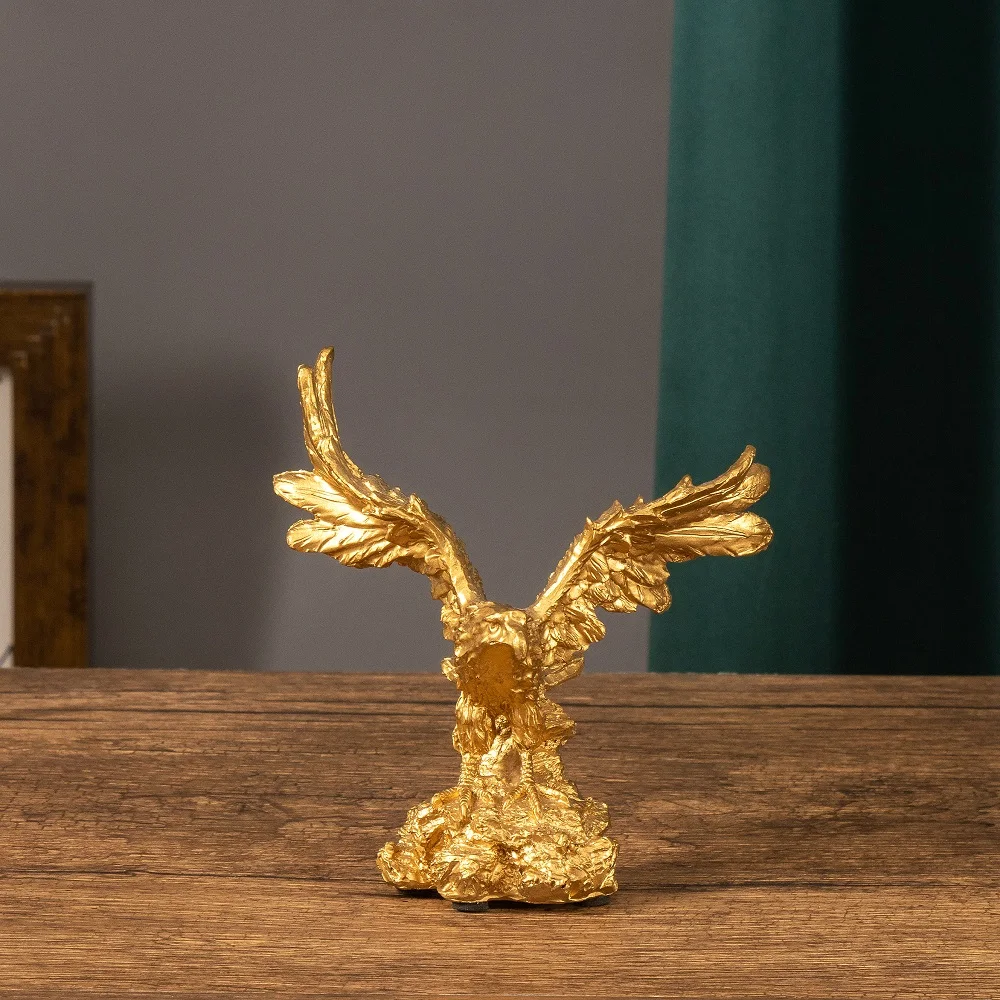 Nordic Resin Golden Eagle Falcon Statue Craft Sculpture Decoration Home Living Room Office Desktop Cabinet Decoration view 6