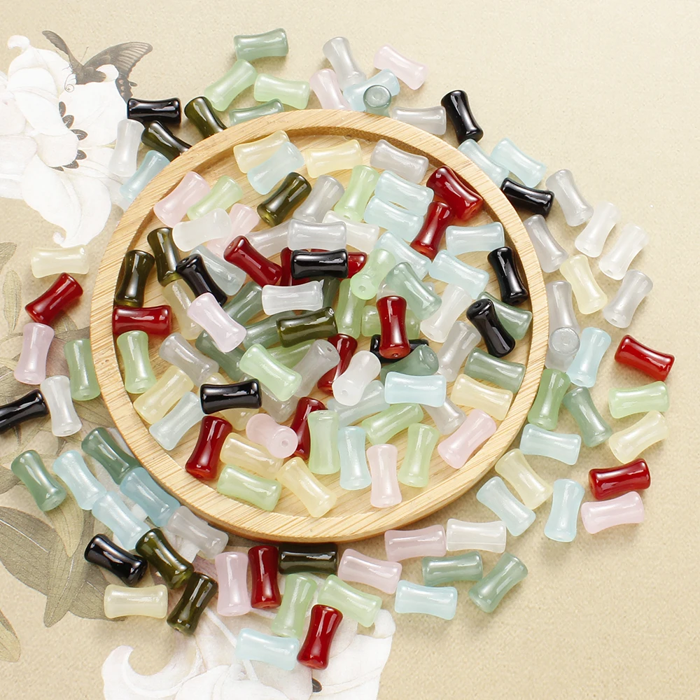 50 Stück 12x6mm Glasperlen in verschiedenen Farben, säulenförmige, röhrenförmige lose Perlen, bambusförmige Abstandshalterperlen für DIY-Schmuckherstellung, Armbänder – Detail 12