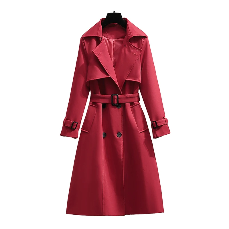 EWQ Moda Autunno Cintura Design Giacca a vento Donna Versatile Colletto con risvolto Doppio petto Cappotto a maniche lunghe Abbigliamento 2024 Nuovo 27X804