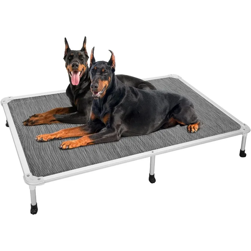 

Chew Proof Elevated Dog Bed - Cooling Raised Pet Cot - Silver Aluminum Frame and Durable Textilene Mesh Fabric